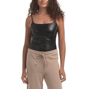 COMMANDO Black Faux Leather Camisole Bodysuit